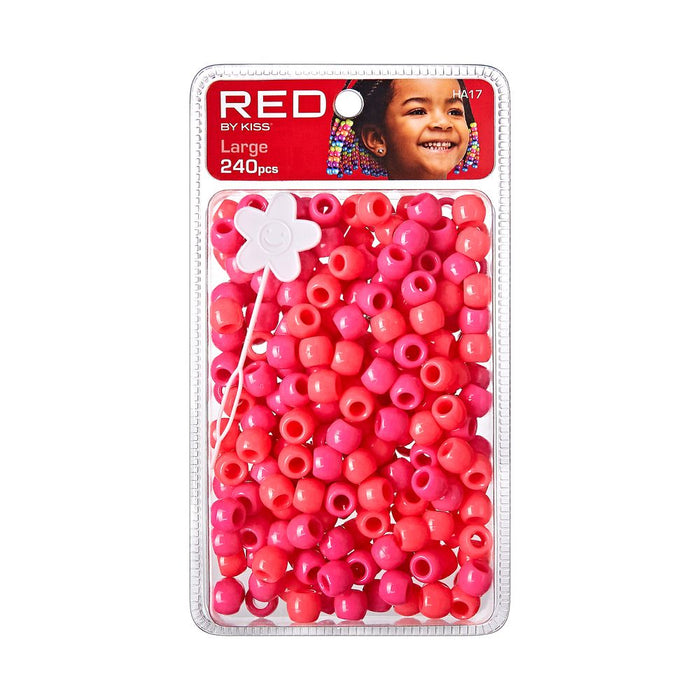 RED Large Hair Beads 240pcs - Pink Assorted