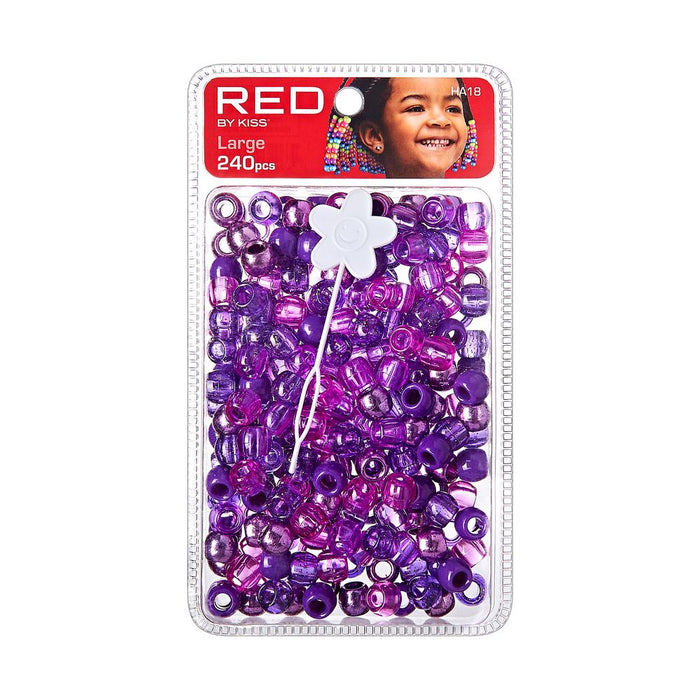 RED Large Hair Beads 240pcs - Purple Assorted