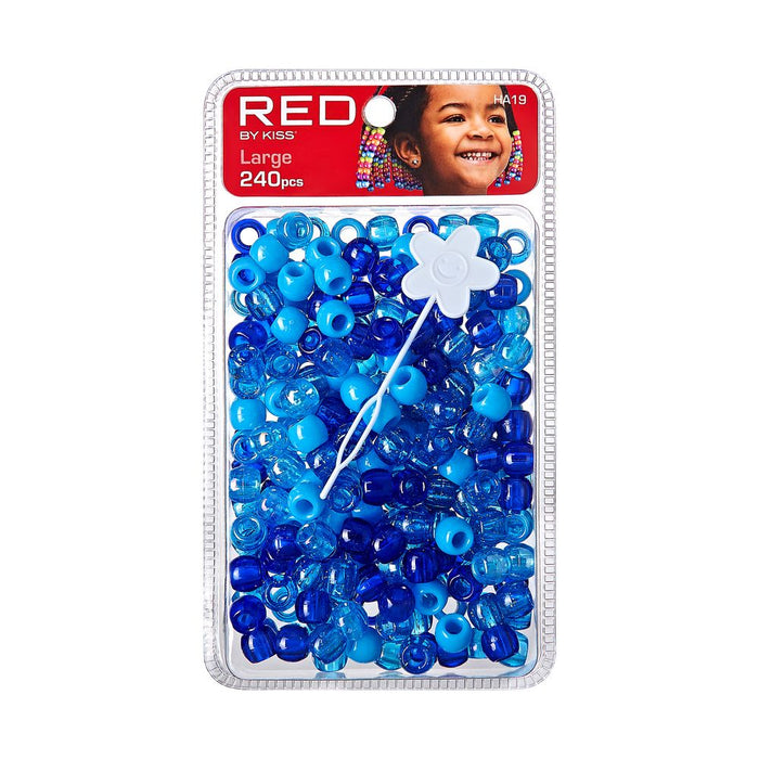 RED Large Hair Beads 240pcs - Blue Assorted