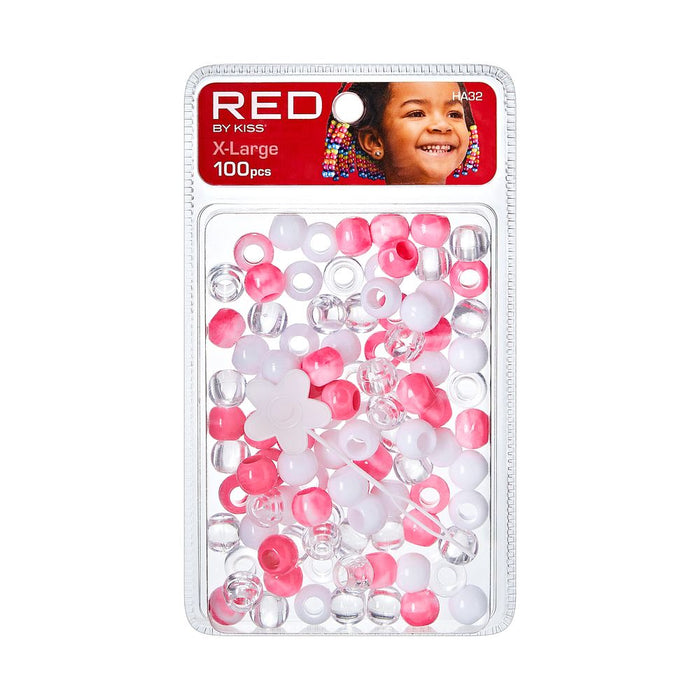 RED X-Large Hair Beads 100pcs - Pink Ombre