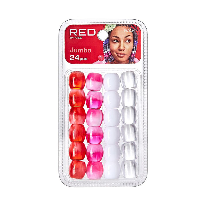 RED Jumbo Hair Beads 24pcs - Pink Assorted