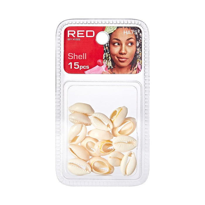 RED Sea Shell Hair Beads 15pcs