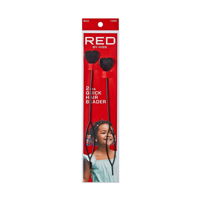RED Hair Beads Beader 2pcs - Black