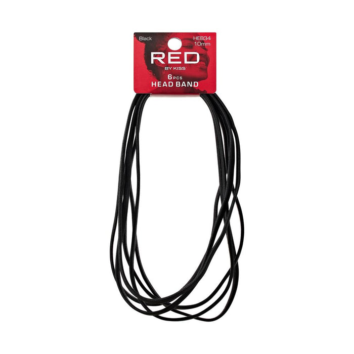 RED 10mm Headband 6pcs - Black