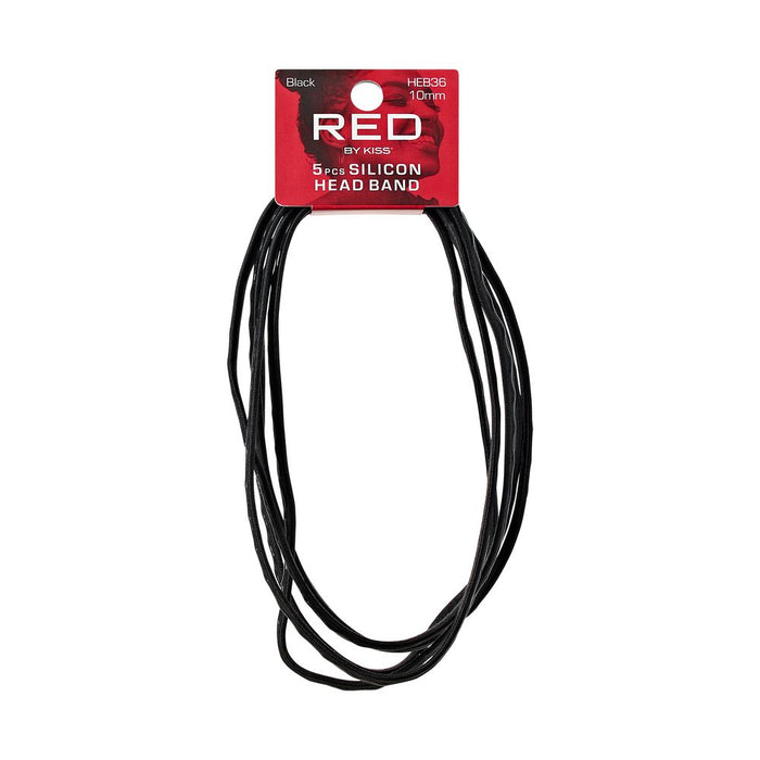 RED 10mm Silicon Headband 5pcs - Black