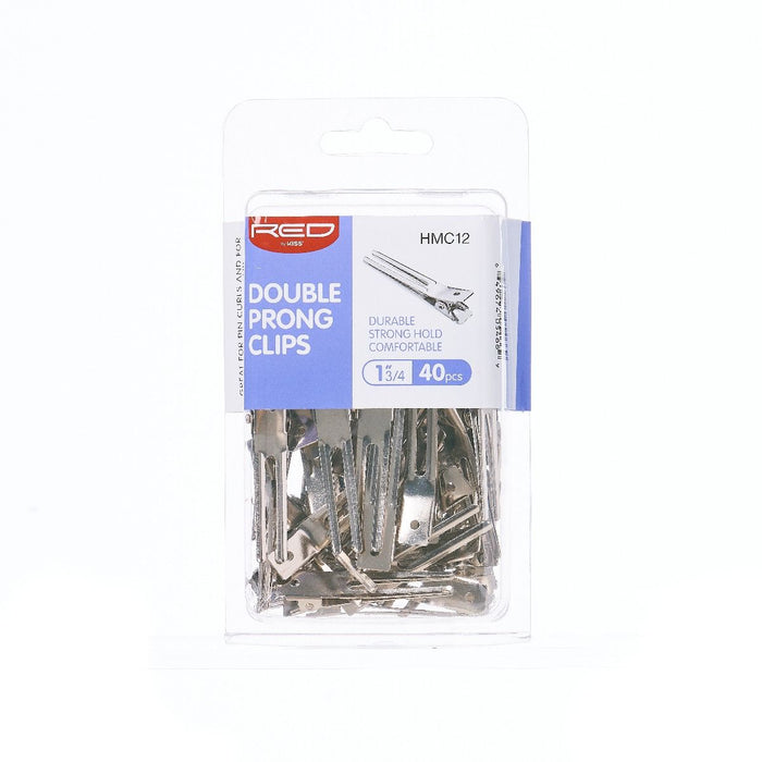 RED 1 3/4" Double Prong Clip 40pcs