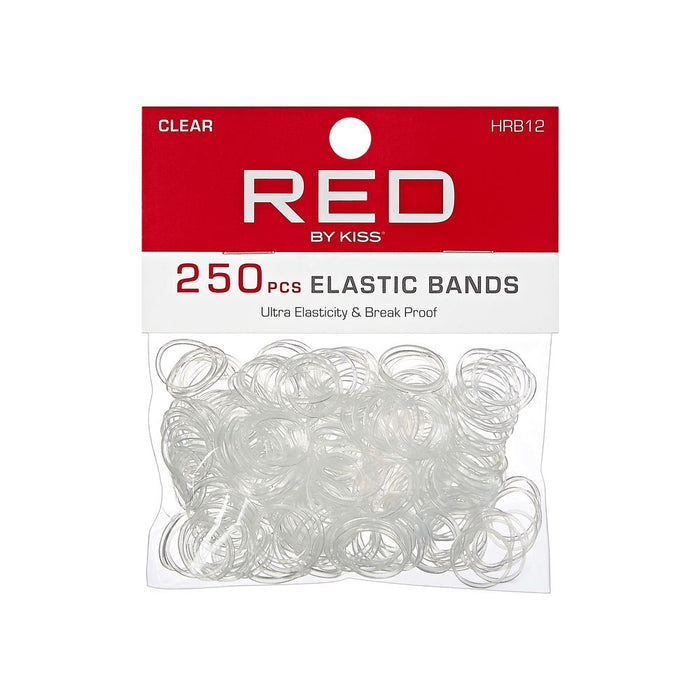RED Plastic Elastic Band 250pcs - Clear