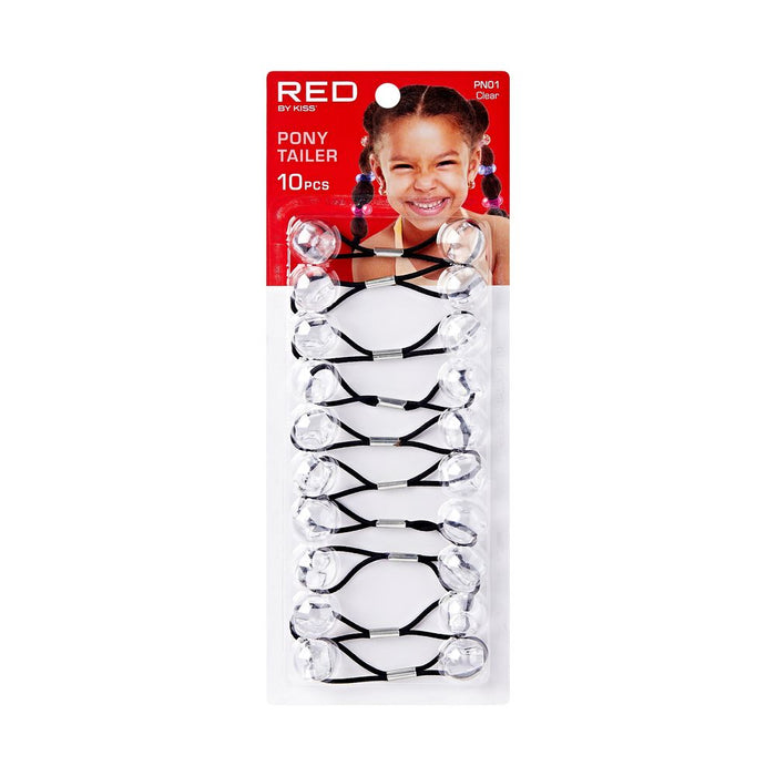 RED Kid's Ponytailer 10pcs - Clear