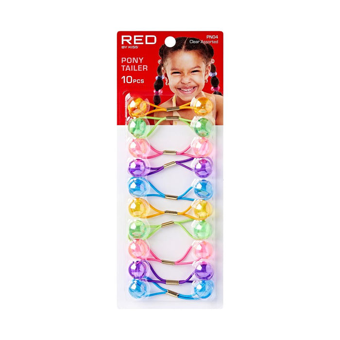 RED Kid's Ponytailer 10pcs - Clear Assorted