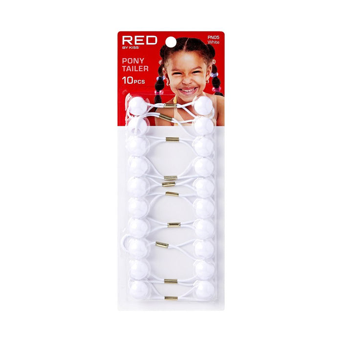 RED Kid's Ponytailer 10pcs - White