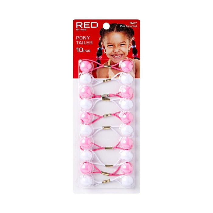RED Kid's Ponytailer 10pcs - Pink Assorted