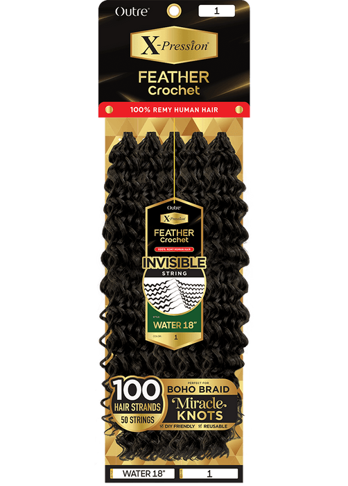 Outre X-Pression Human Hair Feather Crochet - Water 18"