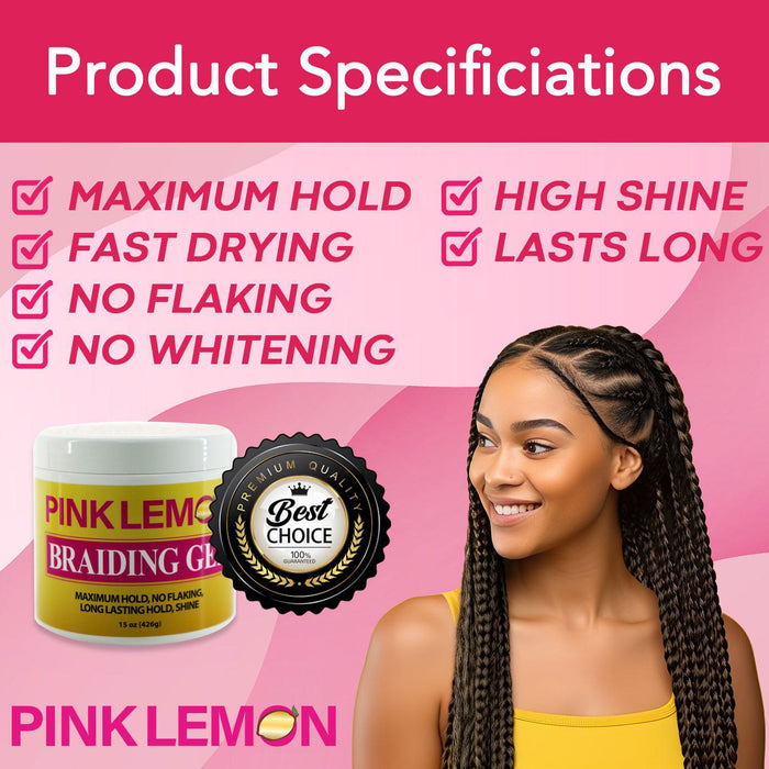 Pink Lemon Braiding Gel 32oz
