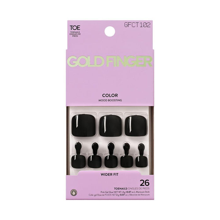 Gold Finger Color Toe Nails - Caviar