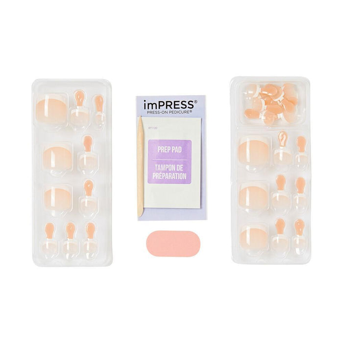 KISS imPRESS No Glue Pedicure Press On Toenails - Pure Hearted