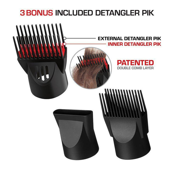 RED by KISS 2000 Ceramic Detangler Dryer with 3 Attachments