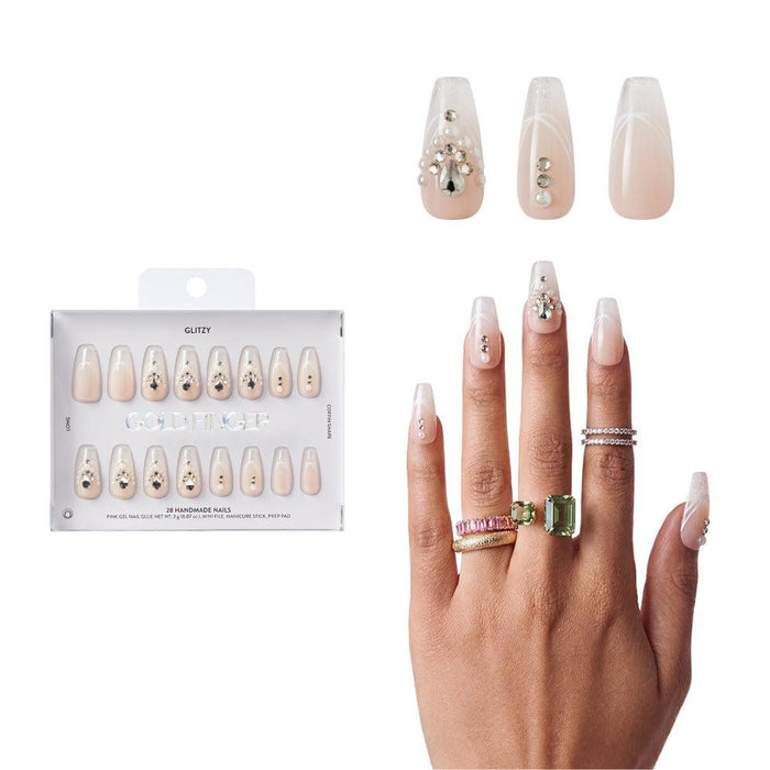 Gold Finger Glitzy 3D Handmade Press-On Nails