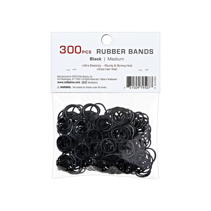 RED by KISS Medium Rubber Bands 300pcs - Black