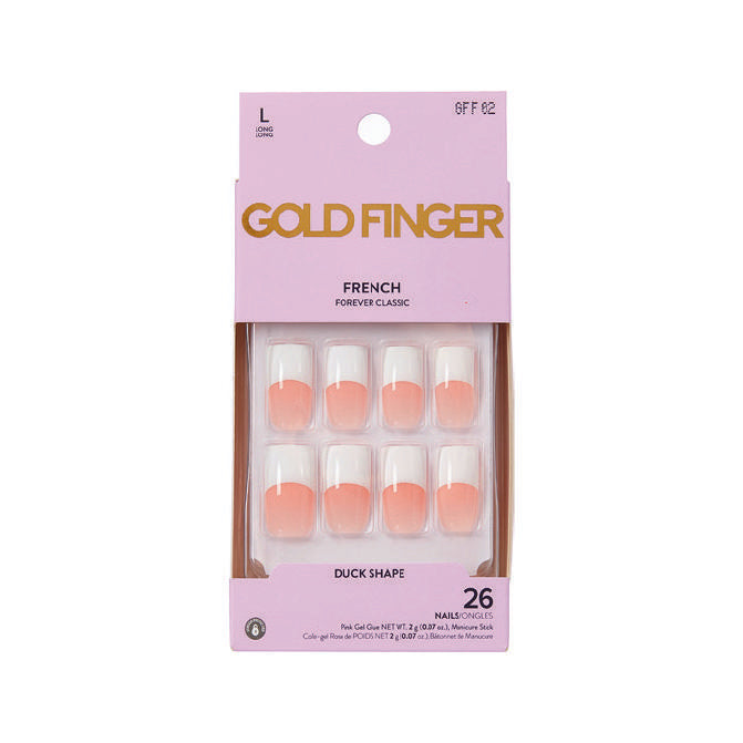 Gold Finger French Nails - Milky