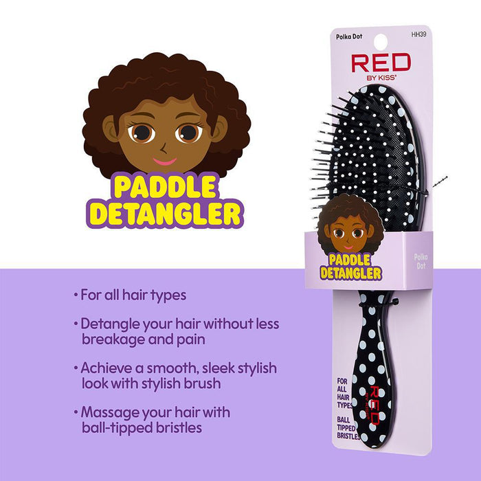 RED by Kiss Kid's Designed Paddle Brush - Polka Dot
