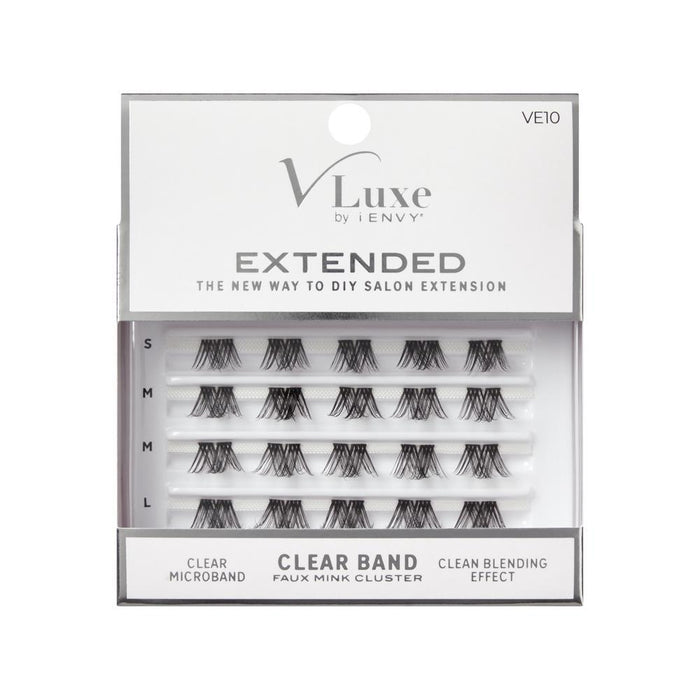 V-Luxe by i-Envy Extended Faux Mink Clear Band Cluster Lashes