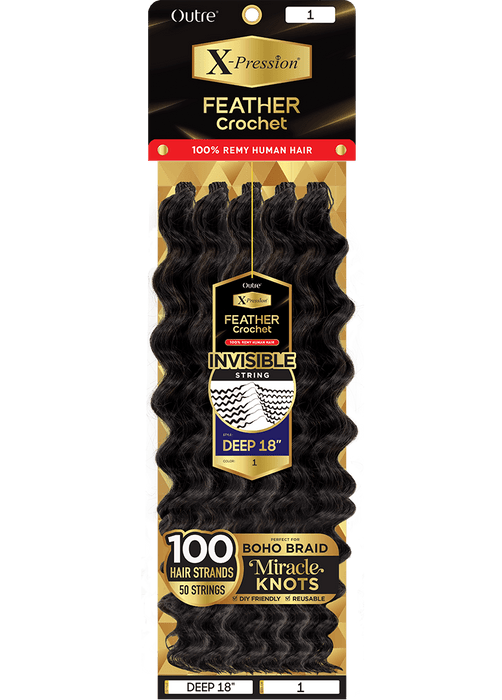 Outre X-Pression Human Hair Feather Crochet - Deep 18"
