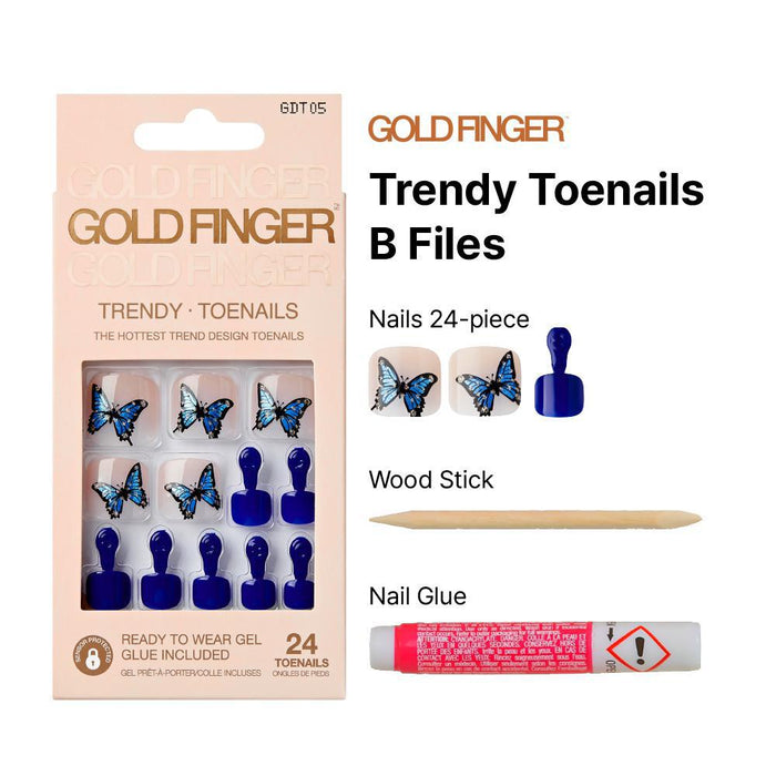 Gold Finger Trendy Toe Nails - B Flies