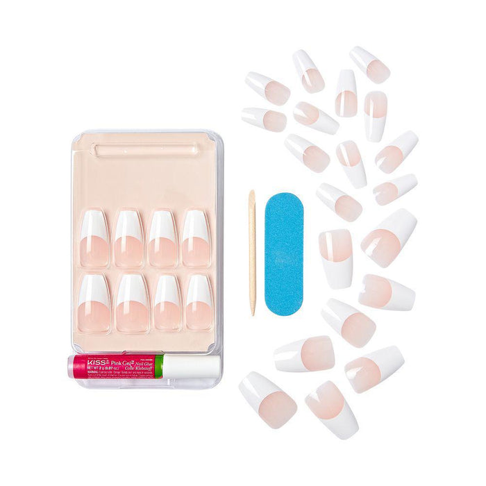 KISS Salon Acrylic French Wider Fit Nails - Rome