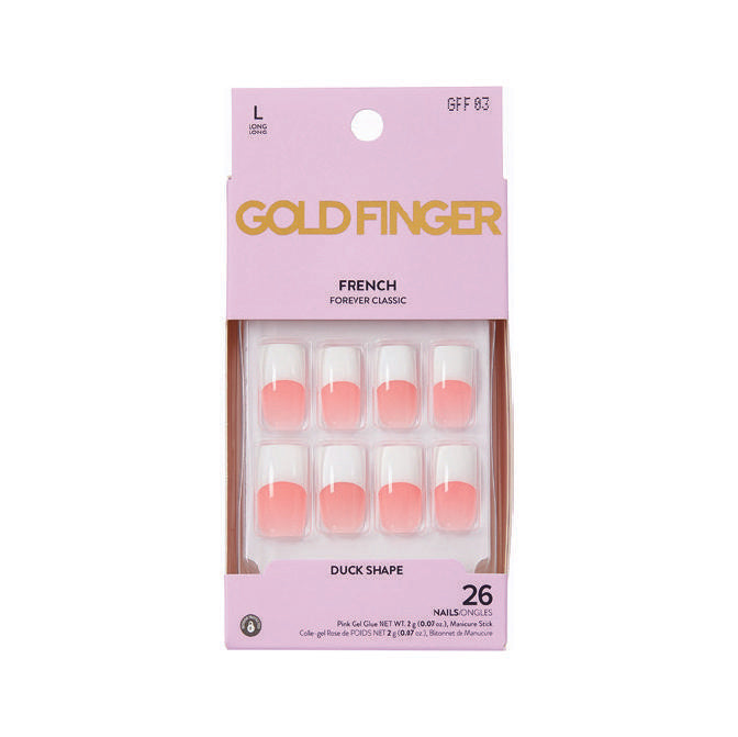 Gold Finger French Nails - Two Tone