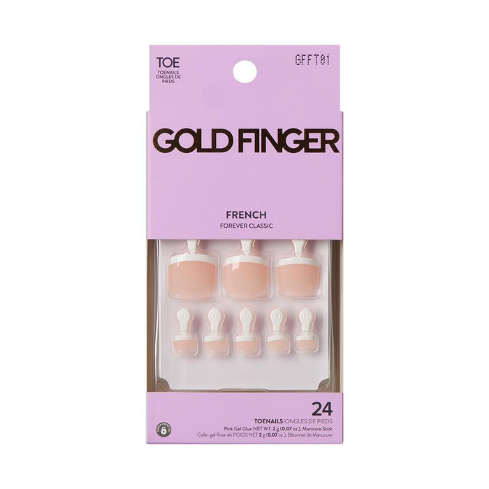 Gold Finger French Toe Nails - Textured