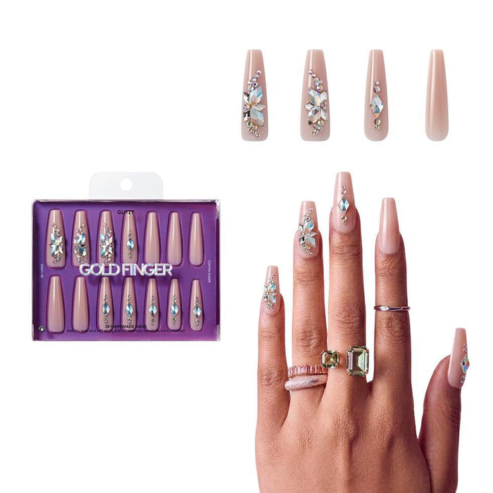 Gold Finger Glitzy 3D Handmade Press-On Nails