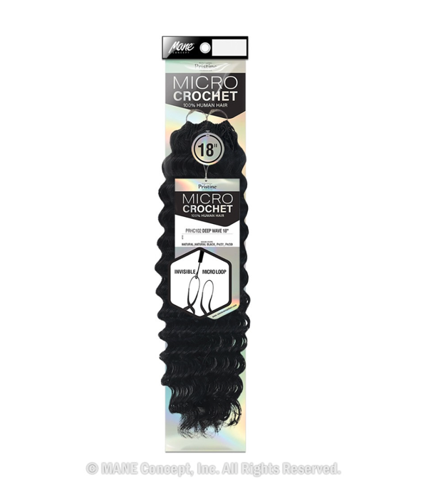 Mane Concept Pristine Human Hair Micro Crochet Deep Wave 18"