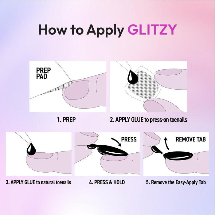 Gold Finger Glitzy 3D Handmade Press-On Toenails