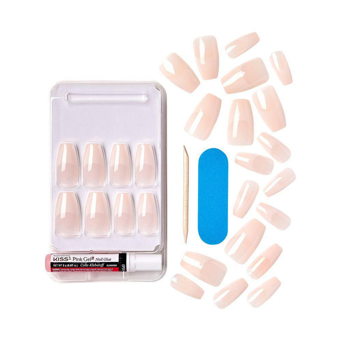 KISS Salon Acrylic French Nude Wider Fit Nails - Energy