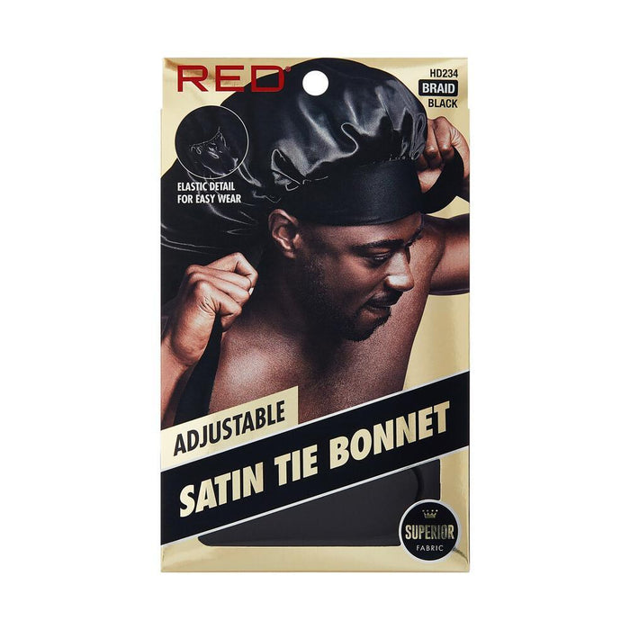 RED by KISS Men's Satin Tie Braid Bonnet - Black