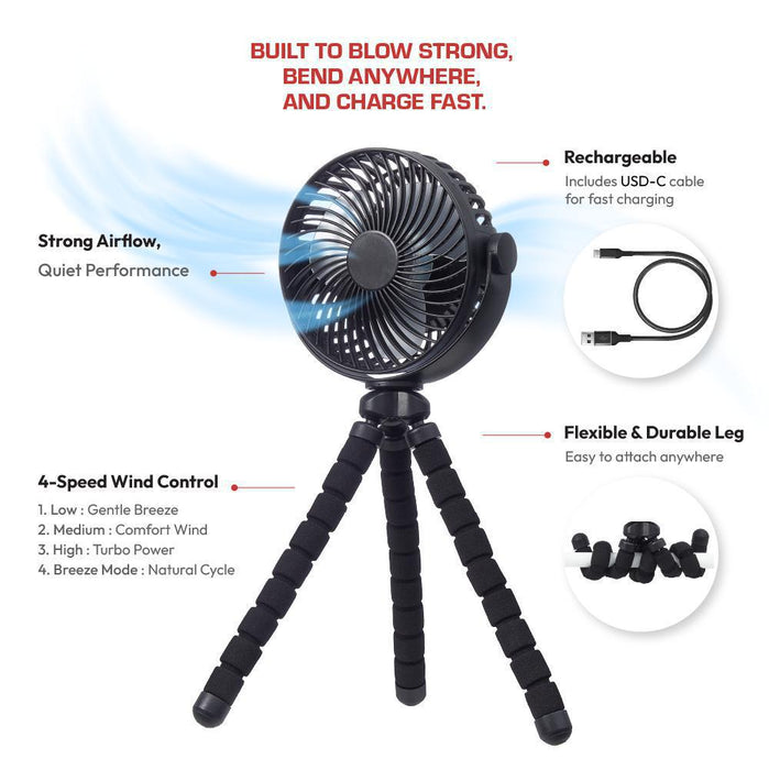 RED by KISS Adjustable Tripod Fan - Black