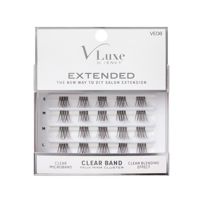 V-Luxe by i-Envy Extended Faux Mink Clear Band Cluster Lashes