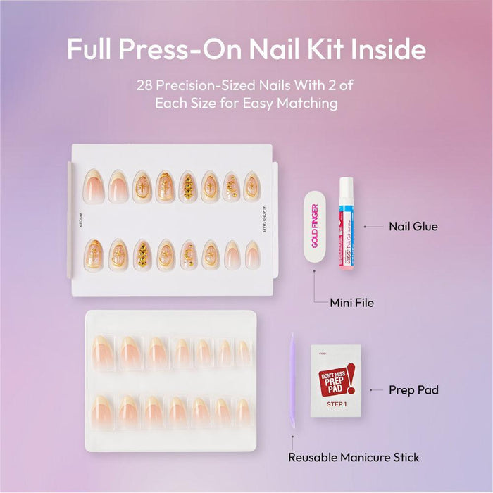 Gold Finger Glitzy 3D Handmade Press-On Nails