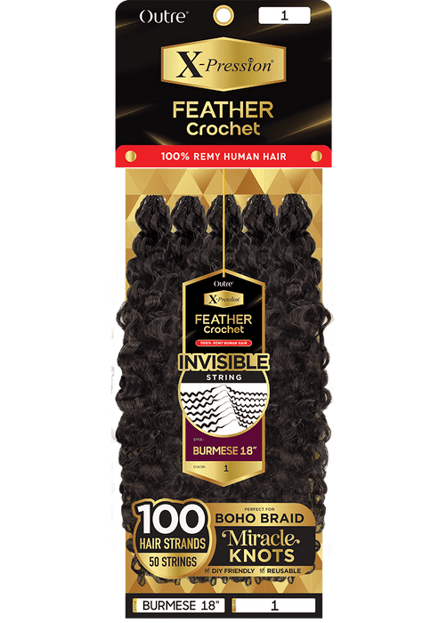 Outre X-Pression Human Hair Feather Crochet - Burmese 18"