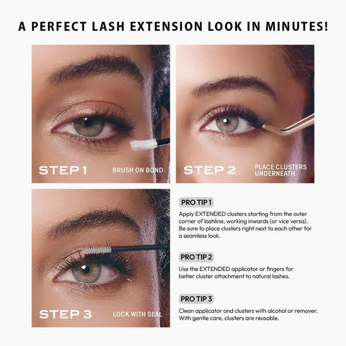 V-Luxe by i-Envy Extended Faux Mink Clear Band Cluster Lashes