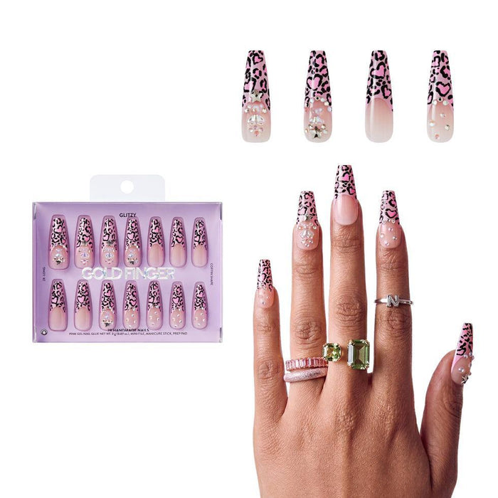 Gold Finger Glitzy 3D Handmade Press-On Nails