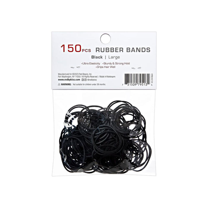 RED by KISS Large Rubber Bands 150pcs - Black