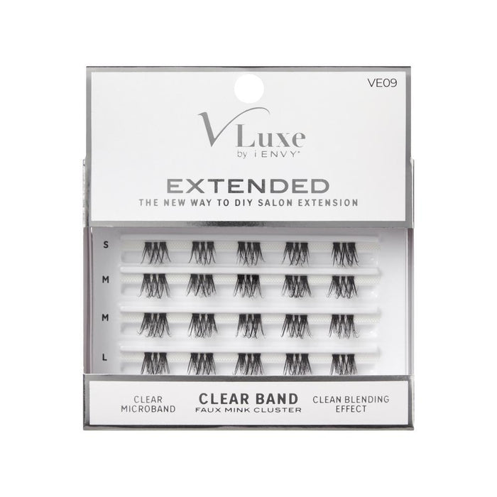 V-Luxe by i-Envy Extended Faux Mink Clear Band Cluster Lashes