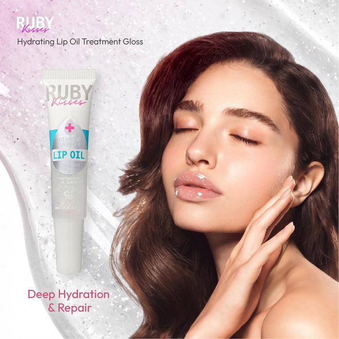 Ruby Kisses Lip Oil - Diamond Shimmer with Mint