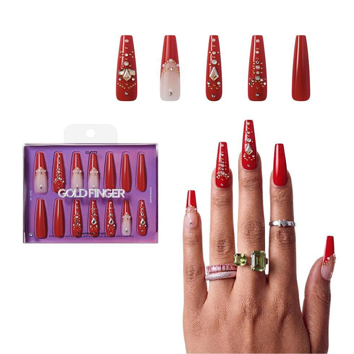 Gold Finger Glitzy 3D Handmade Press-On Nails