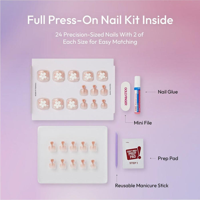 Gold Finger Glitzy 3D Handmade Press-On Toenails