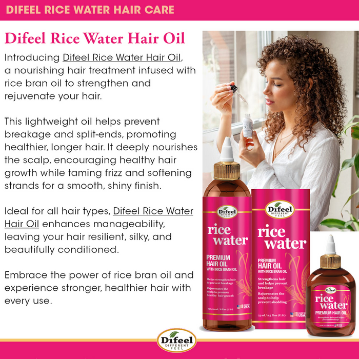 Difeel Rice Water Premium Hair Oil 8oz
