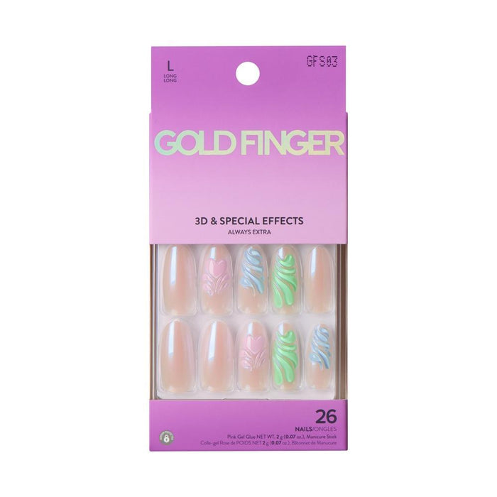 Gold Finger Special Effect Nails - Lovely Bows