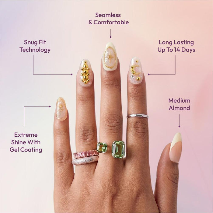 Gold Finger Glitzy 3D Handmade Press-On Nails