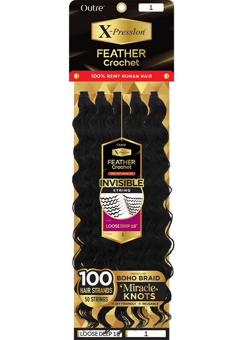Outre X-Pression Human Hair Feather Crochet - Loose Deep 18"
